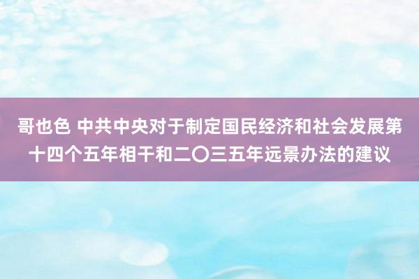 哥也色 中共中央对于制定国民经济和社会发展第十四个五年相干和二〇三五年远景办法的建议