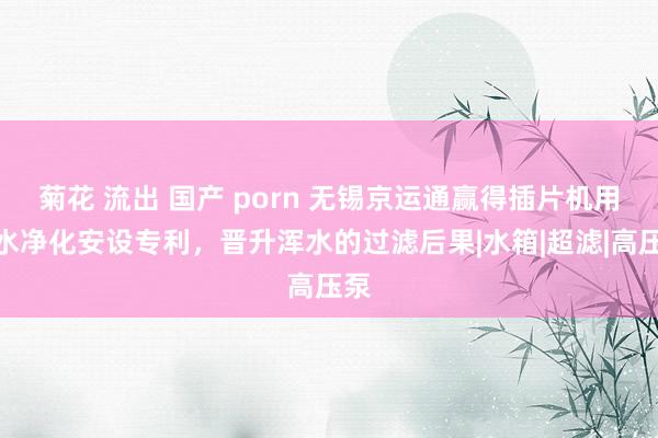 菊花 流出 国产 porn 无锡京运通赢得插片机用浑水净化安设专利，晋升浑水的过滤后果|水箱|超滤|高压泵